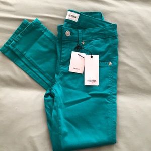 Hudson Kids Skinny Sateen Size 16 Teal Stretch Jean